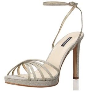 Nine West Size 9 Sparkly Glittery Strappy Platform Dress‎ Sandals Heels Shoes